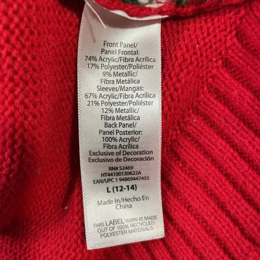 Holiday Time Festive Ugly Christmas Sweater Crew Neck Long Sleeves Size L - Picture 14 of 15